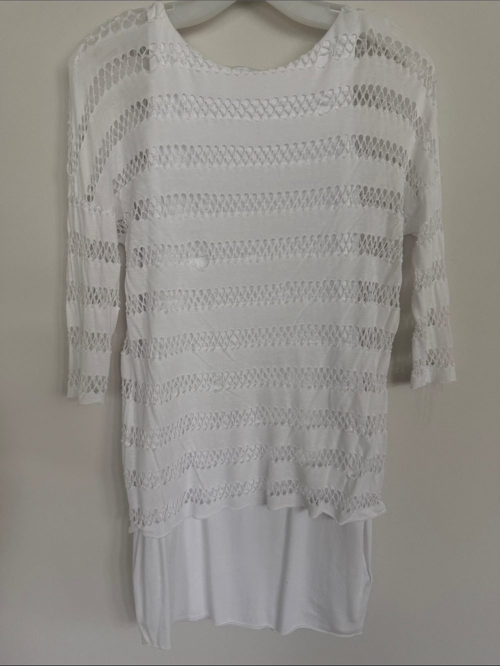 Bailey 44 White Open-Knit Layered Tunic